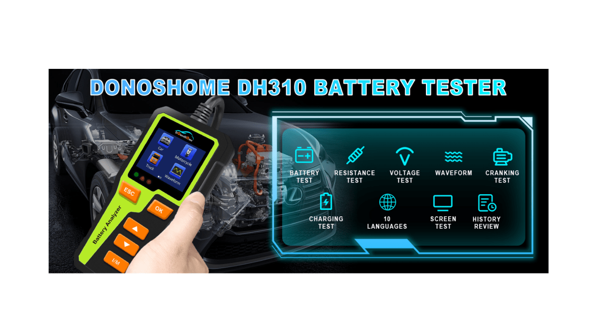 2024 new battery tester DonosHome DH310 Supports 12V/24V battery 5-30V detection range 100-2000CCA - DonosHome - OBD2 scanner,Battery tester,tuning,Car Ambient Lighting
