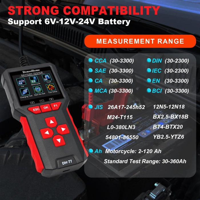 DonosHome DH-77 2-in-1 Multifunctional Battery Tester and Car OBD Diagnostic Tool - DonosHome - OBD2 scanner,Battery tester,tuning,Car Ambient Lighting