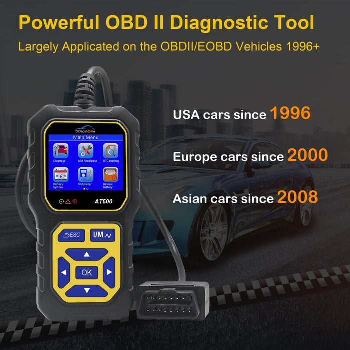 DonosHome AT500 OBD2 Scanner Diagnostic Engine Fault Code Reader Battery Level Indicator Voltmeter Freeze Frame DTC Lookup O2 Sensor I/M Readiness Crangking System Test Car Since 1996 - DonosHome - OBD2 scanner,Battery tester,tuning,Car Ambient Lighting