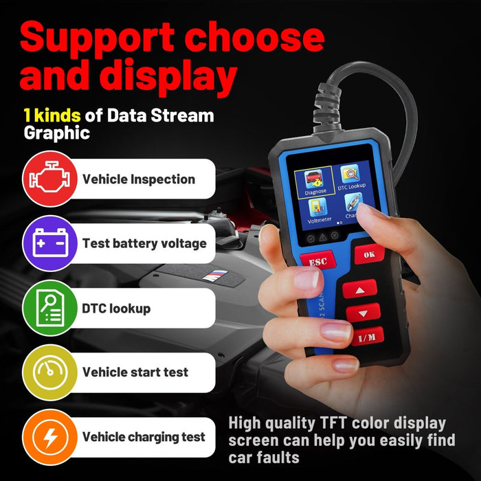 DonosHome DH300 OBD2 Scanner Code Reader Scan Diagnostic Tool, Enhanced Check and Reset Engine Light Fault, DTC Lookup I/M Readiness and Crangking&Charging System Test for All OBDII Cars After 1996 - DonosHome - OBD2 scanner,Battery tester,tuning,Car Ambient Lighting