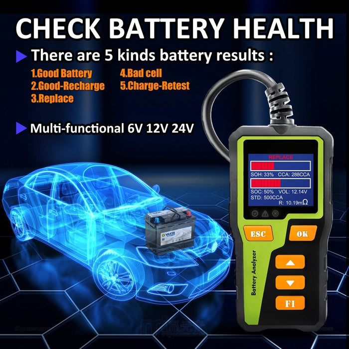 DonosHome DH310 Battery Tester 5-30V 100-2000 CCA Load Tester Car Battery Tester AGM Lithium Gel Car Alternator Tester Digital Car Battery Analyzer Charging Tester, Cranking Tester for Most Batteries - DonosHome - OBD2 scanner,Battery tester,tuning,Car Ambient Lighting