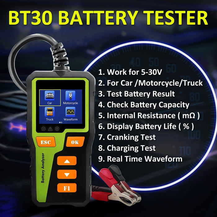 DonosHome DH310 Battery Tester 5-30V 100-2000 CCA Load Tester Car Battery Tester AGM Lithium Gel Car Alternator Tester Digital Car Battery Analyzer Charging Tester, Cranking Tester for Most Batteries - DonosHome - OBD2 scanner,Battery tester,tuning,Car Ambient Lighting